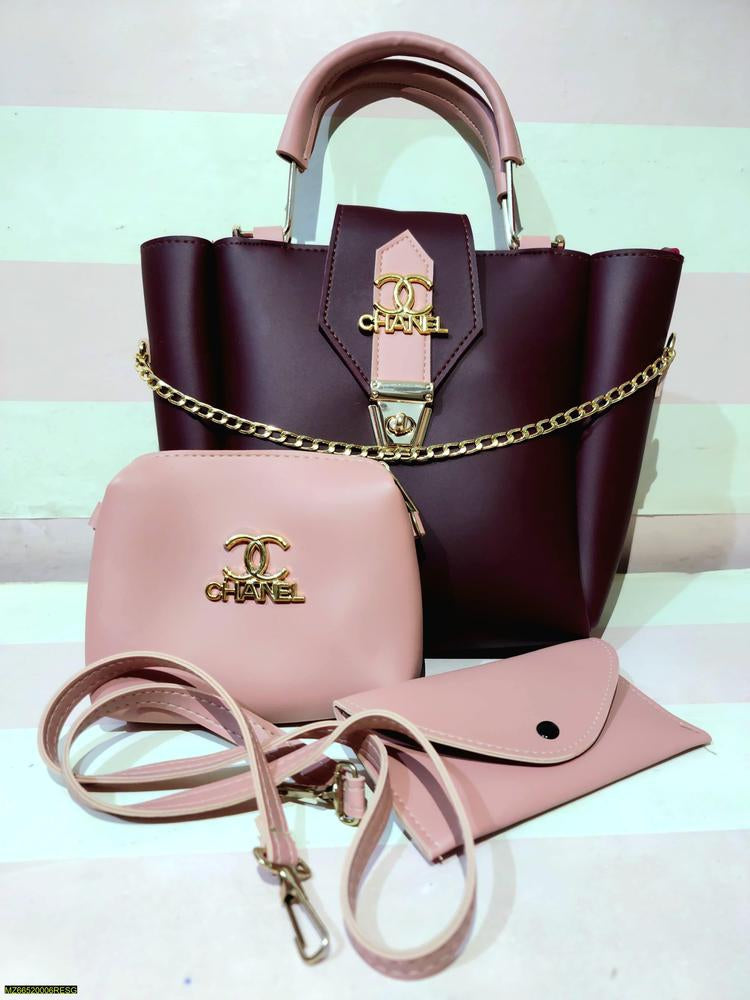 3 PCs Leather Hand Bag Set